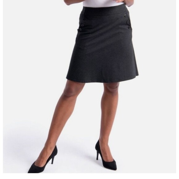 Betabrand A-line Skirt w Buttons & Pockets  Size S Black Heather Ponte w Shorts - Picture 1 of 10